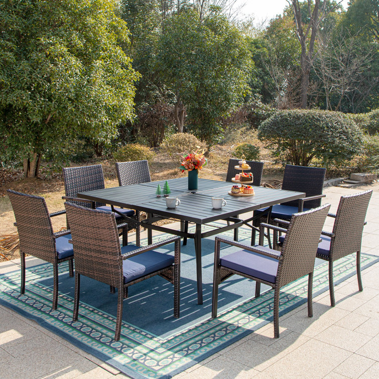 Alyah 8 Person Square Outdoor Dining Set with Cushions